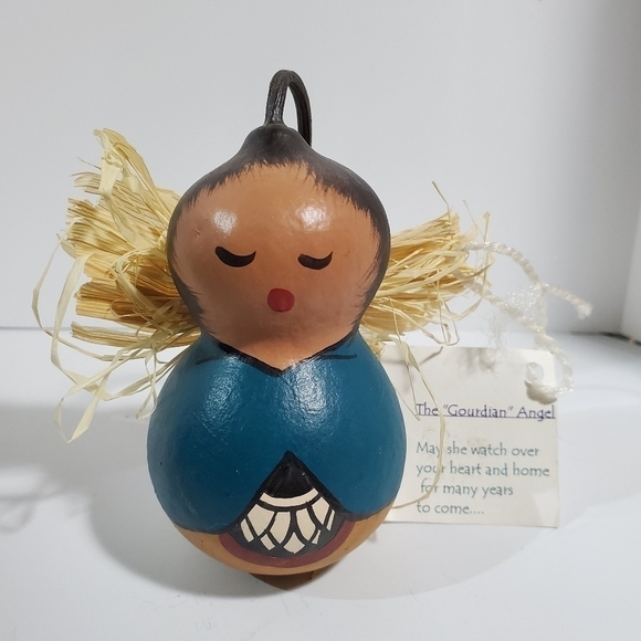 The "Gourdian" Angel Gourd Guardian handpainted signed Jm Smith - Picture 1 of 7